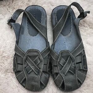 Strictly Comfort leather fisherman sandals blue slingback flats boho coastl sz 6